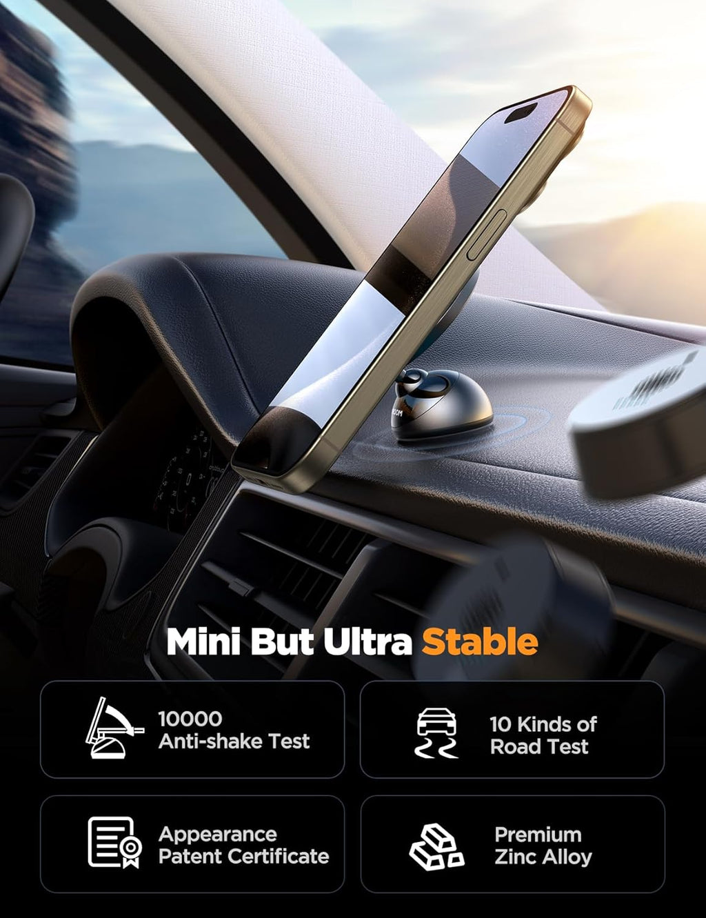 for Magsafe Car Mount, All-Metal Magnetic Phone Holder for Car, [Stronger Magnet] Car Magnet Phone Mount for Dash, Fit for Iphone 16 15 14 13 12